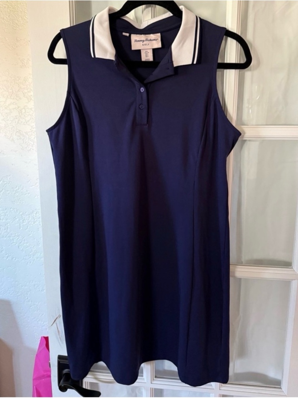 Tommy Bahama Golf Navy Sleeveless Polo Dress with White Trim